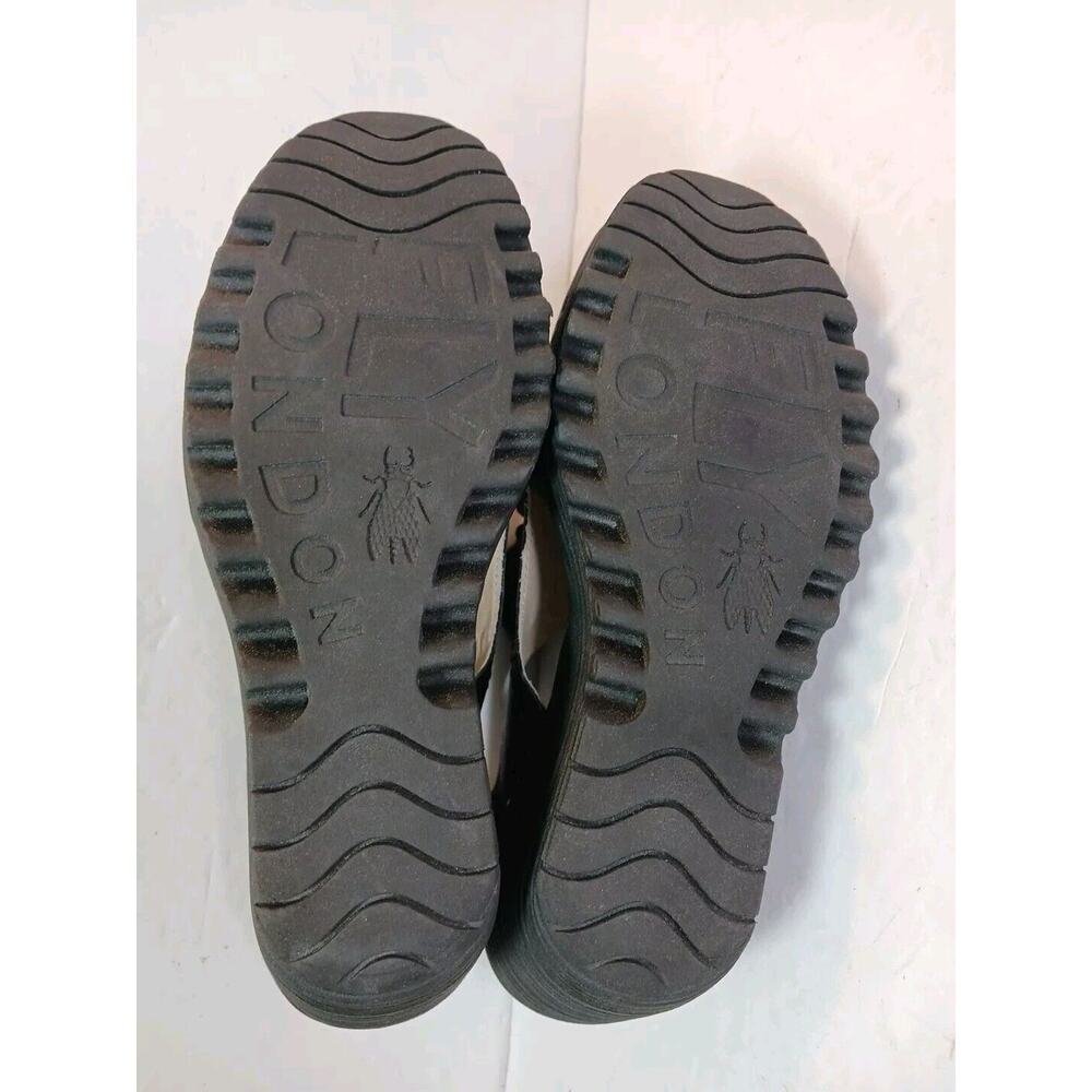 $165 Fly London YLFA Black Leather Platform Wedge Sandals Size 7.5 US 38 EU NEW - Picture 6 of 8